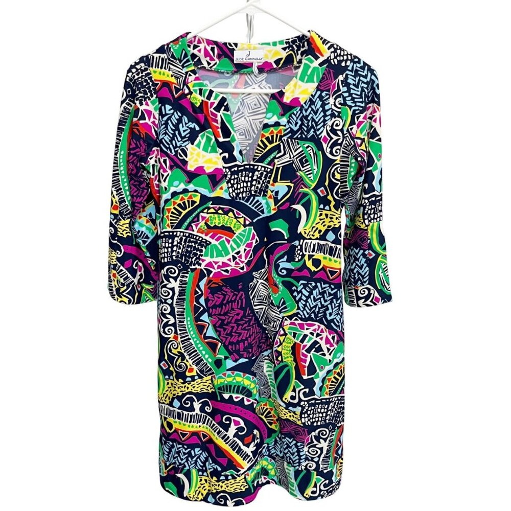 Jude Connally Navy Multicolor Geometric‎ Print Megan Tunic Dress Artsy - Size XS